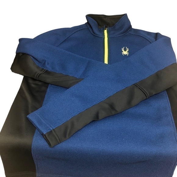 Spyder Men’s Knit Blue Outbound Core 1/4 Zip Pullover Sweatshirt Jacket Mens L - Picture 5 of 12
